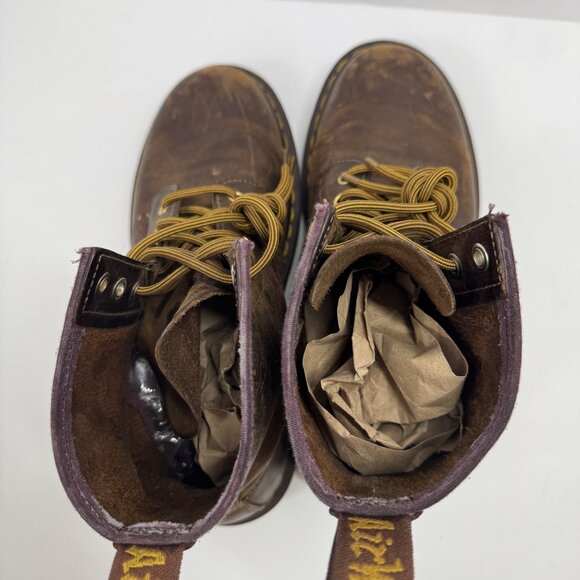 Dr Martens 1460 Brown Boots Crazy Horse Size 39 W8 M7 Yellow Laces - Picture 5 of 13